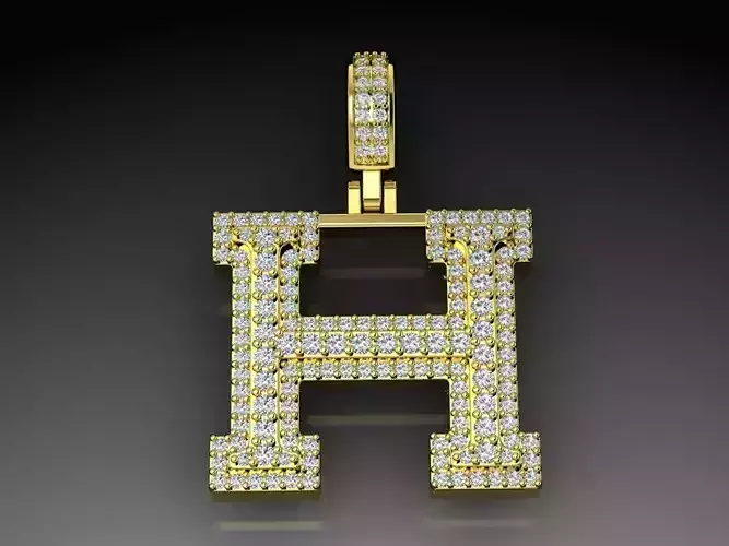 Diamond Alphabet Pendant Letter H 3D print model