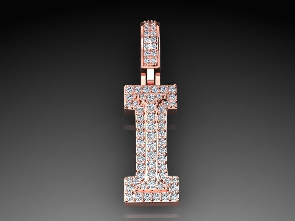 Diamond Alphabet Pendant Letter I 3D print model_13