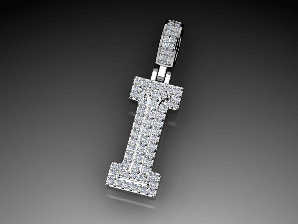 Diamond Alphabet Pendant Letter I 3D print model_11