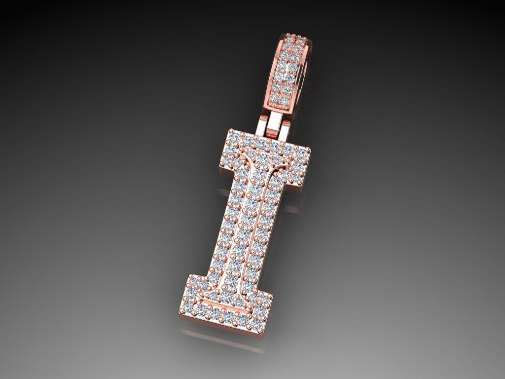 Diamond Alphabet Pendant Letter I 3D print model_16