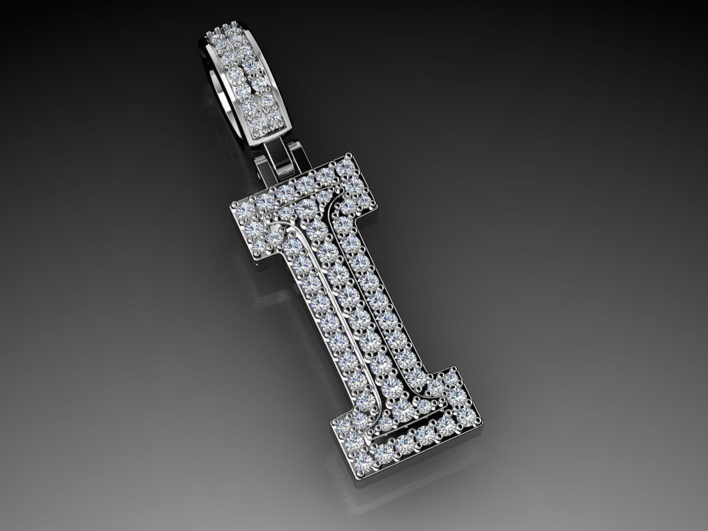 Diamond Alphabet Pendant Letter I 3D print model_3