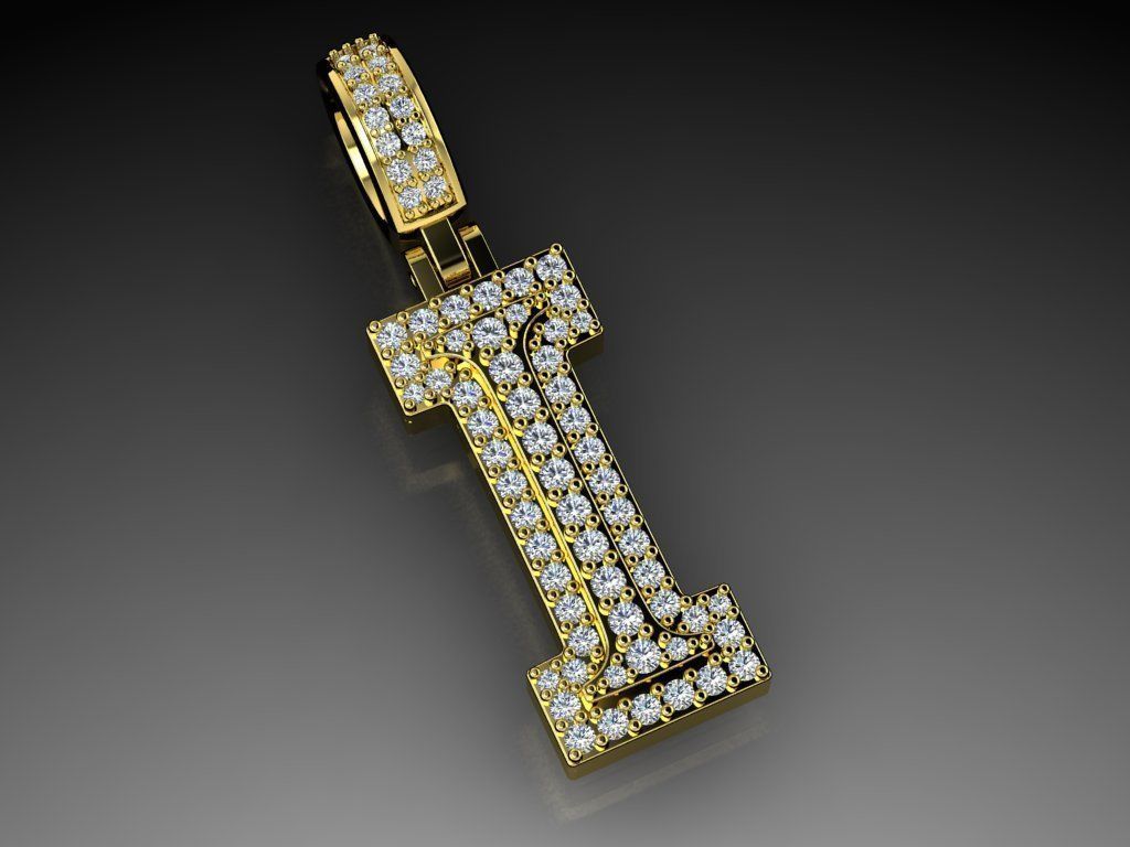 Diamond Alphabet Pendant Letter I 3D print model_15