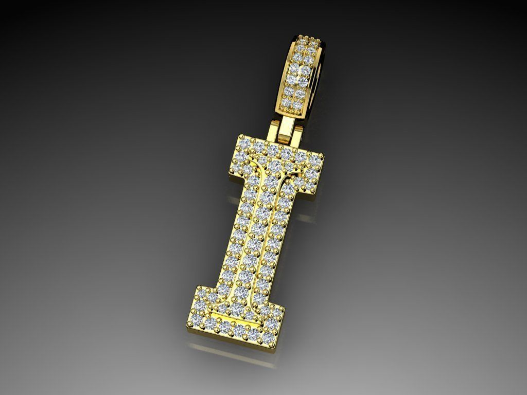 Diamond Alphabet Pendant Letter I 3D print model_14