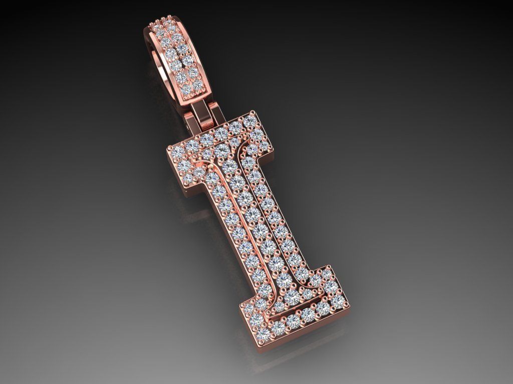 Diamond Alphabet Pendant Letter I 3D print model_10