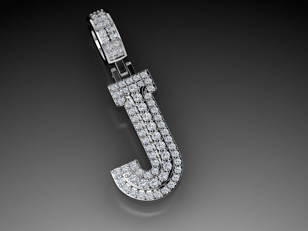 Diamond Alphabet Pendant Letter J 3D print model_17