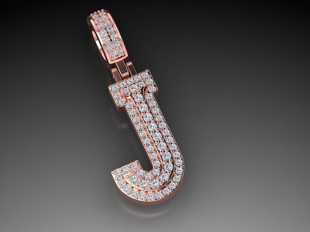 Diamond Alphabet Pendant Letter J 3D print model_2