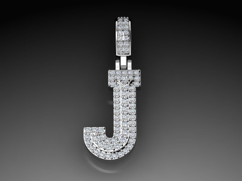 Diamond Alphabet Pendant Letter J 3D print model_12