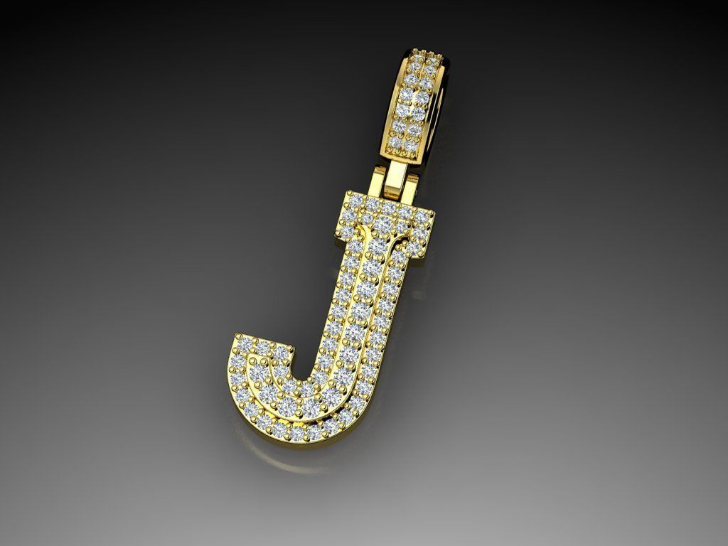 Diamond Alphabet Pendant Letter J 3D print model_8