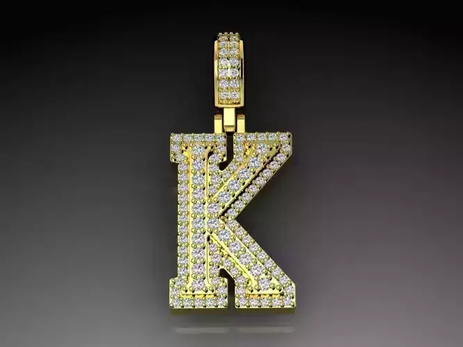 Diamond Alphabet Pendant Letter K 3D print model