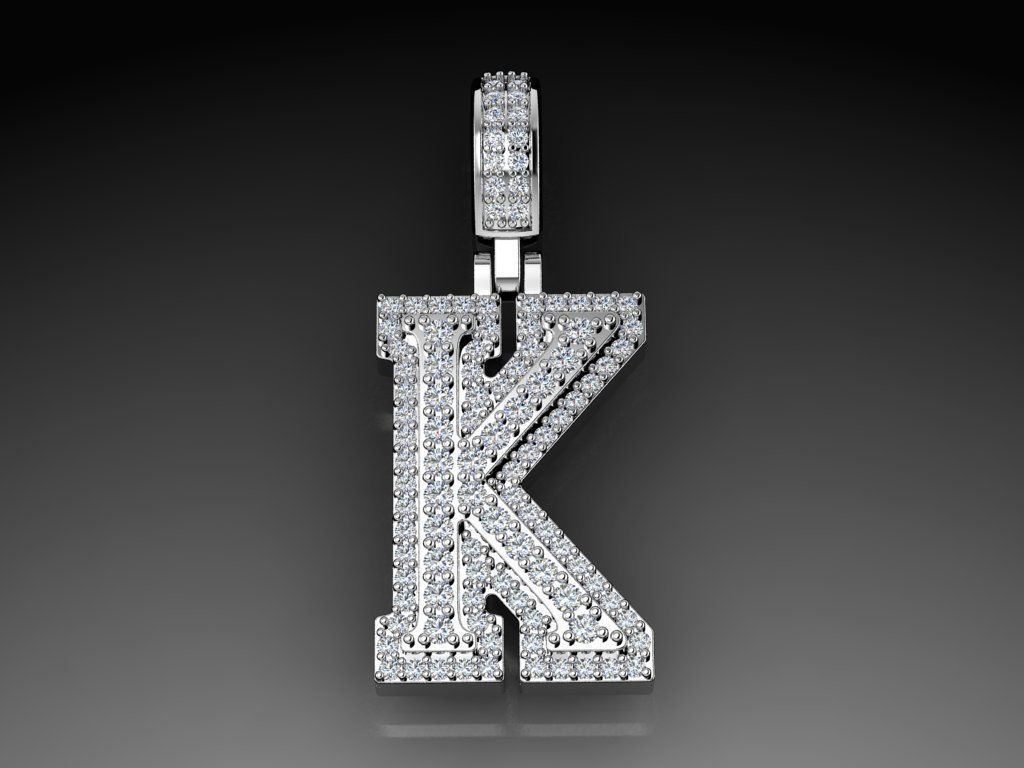 Diamond Alphabet Pendant Letter K 3D print model_13