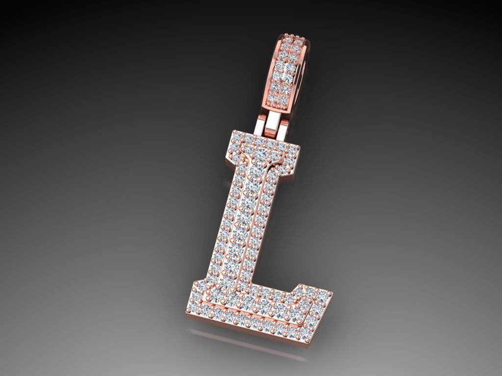 Diamond Alphabet Pendant Letter L 3D print model_6
