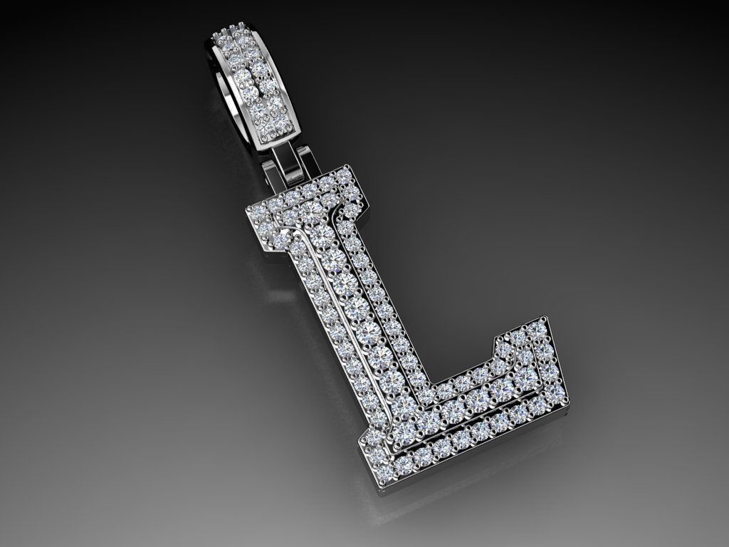 Diamond Alphabet Pendant Letter L 3D print model_17