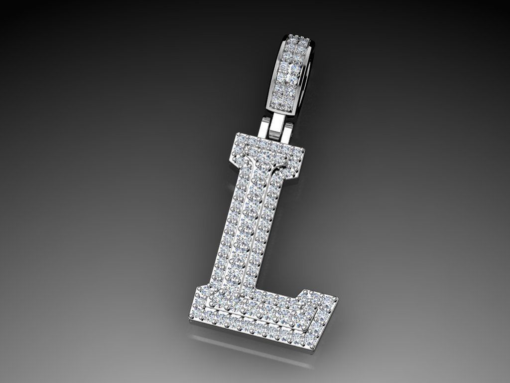 Diamond Alphabet Pendant Letter L 3D print model_8