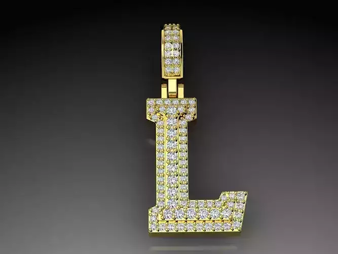 Diamond Alphabet Pendant Letter L 3D print model