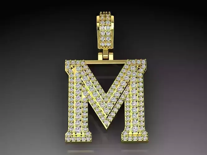Diamond Alphabet Pendant Letter M 3D print model