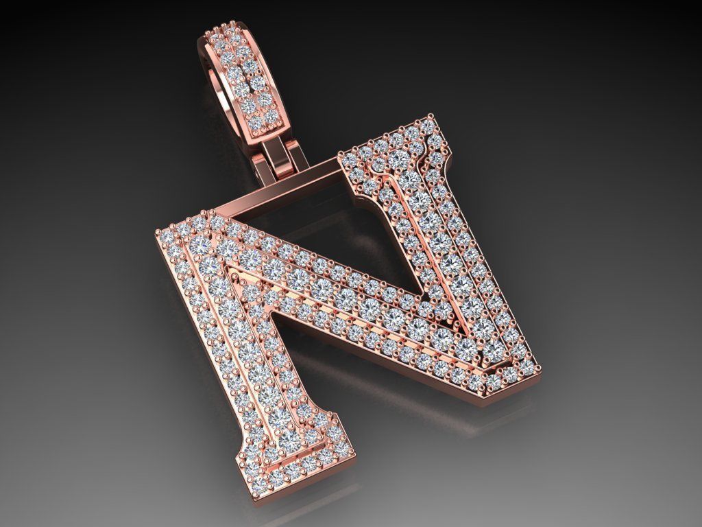 Diamond Alphabet Pendant Letter N 3D print model_2