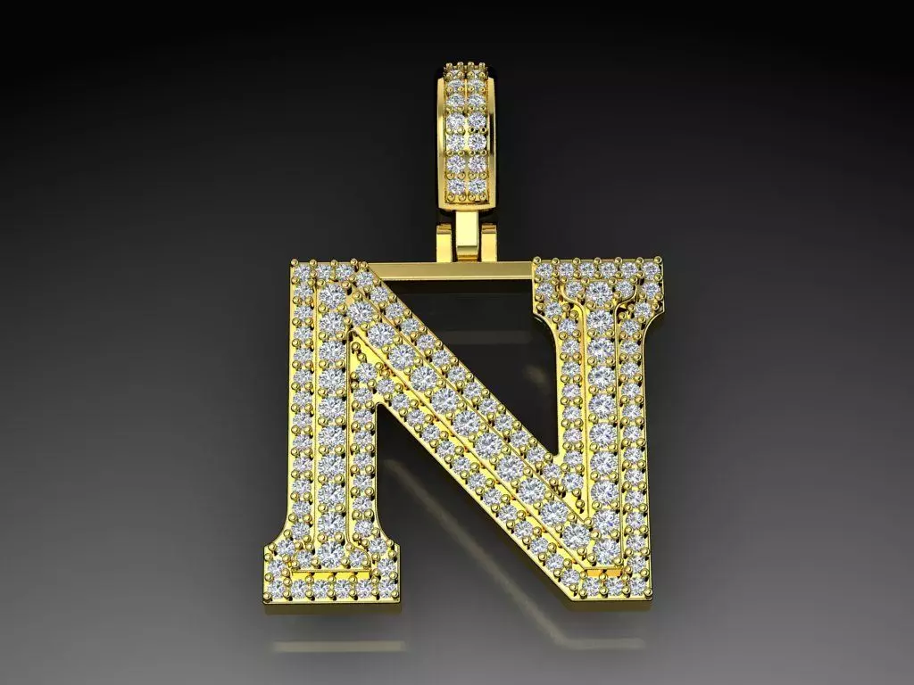 Diamond Alphabet Pendant Letter N 3D print model_0