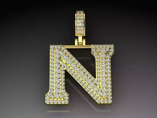 Diamond Alphabet Pendant Letter N 3D print model