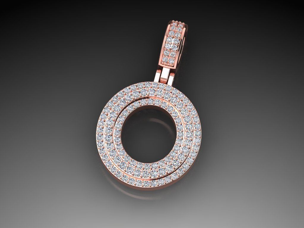Diamond Alphabet Pendant Letter O 3D print model_6