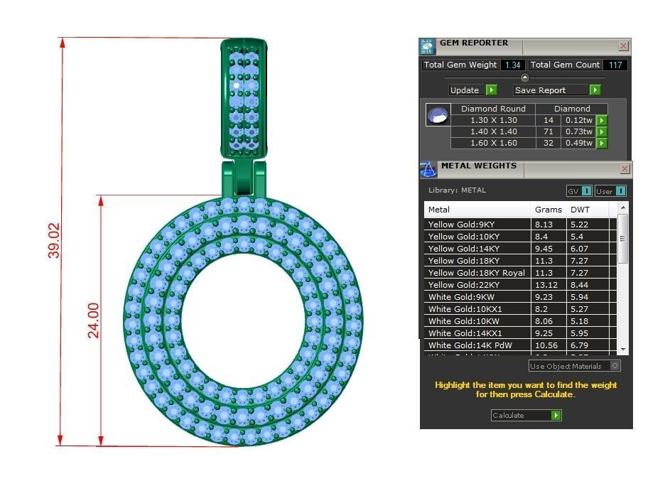 Diamond Alphabet Pendant Letter O 3D print model_19