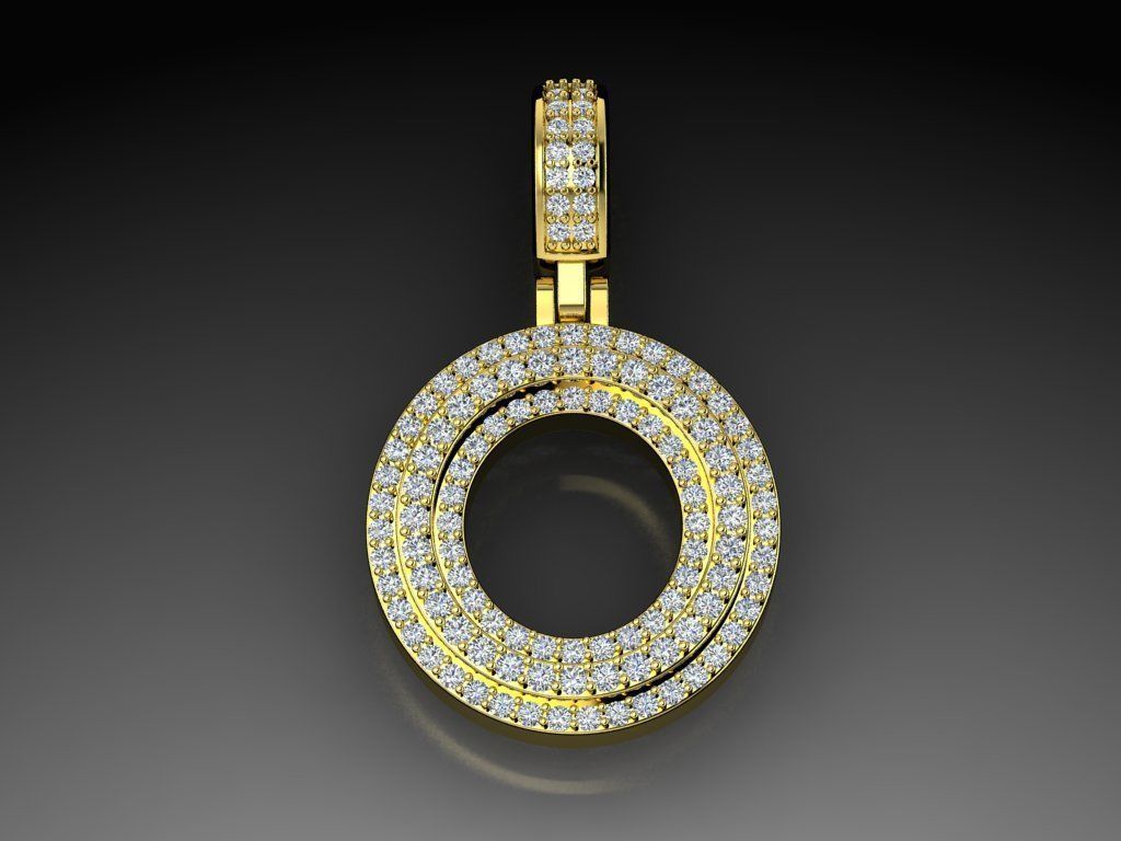 Diamond Alphabet Pendant Letter O 3D print model_10
