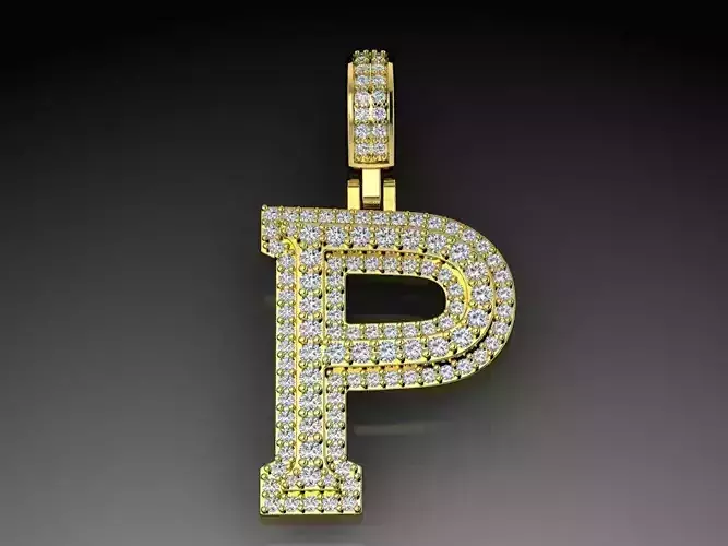 Diamond Alphabet Pendant Letter P 3D print model