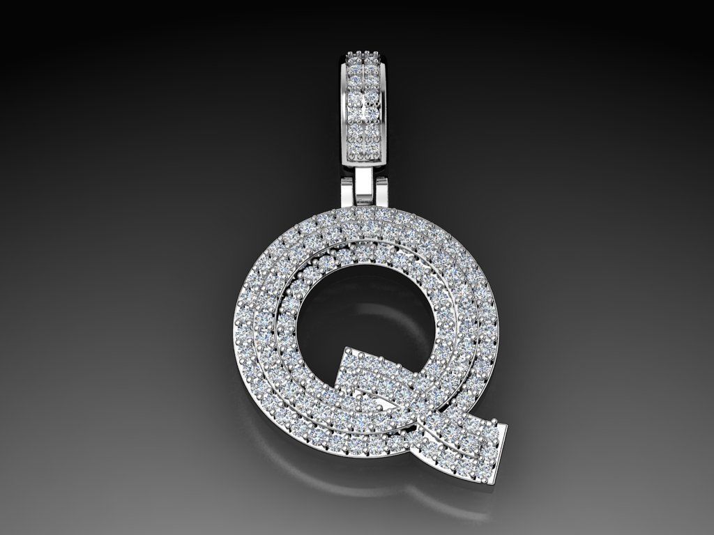 Diamond Alphabet Pendant Letter Q 3D print model_17