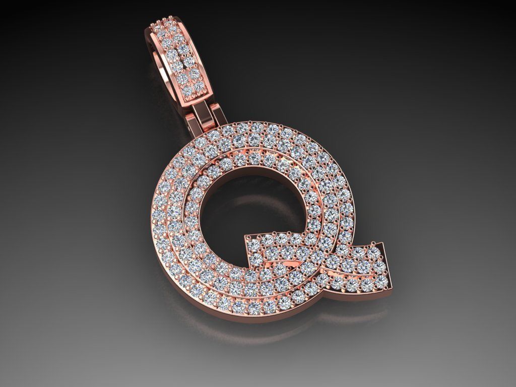Diamond Alphabet Pendant Letter Q 3D print model_10