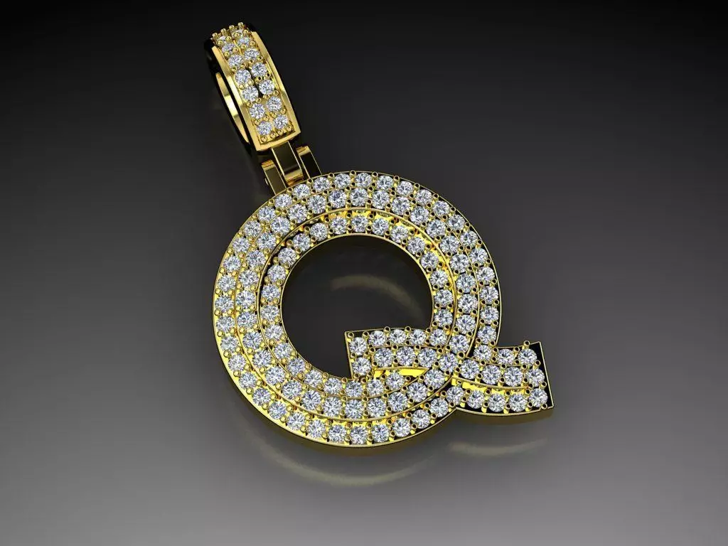 Diamond Alphabet Pendant Letter Q 3D print model_0