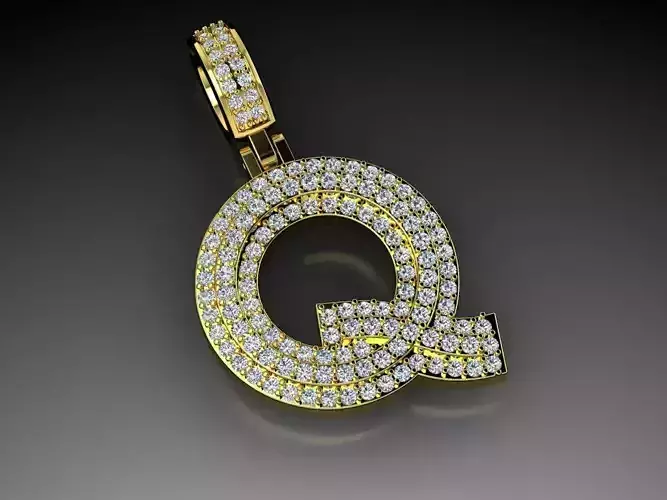 Diamond Alphabet Pendant Letter Q 3D print model