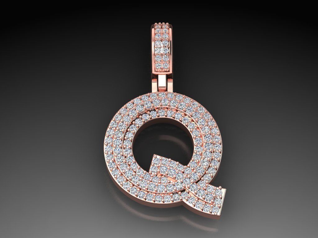 Diamond Alphabet Pendant Letter Q 3D print model_3