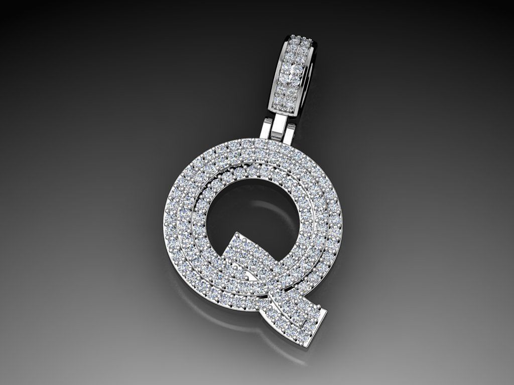 Diamond Alphabet Pendant Letter Q 3D print model_18