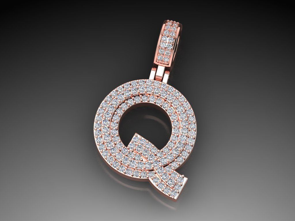 Diamond Alphabet Pendant Letter Q 3D print model_12