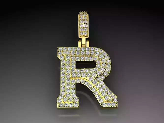 Diamond Alphabet Pendant Letter R 3D print model