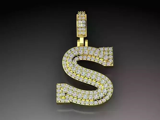 Diamond Alphabet Pendant Letter S 3D print model