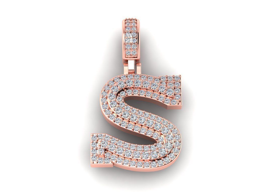 Diamond Alphabet Pendant Letter S 3D print model_8