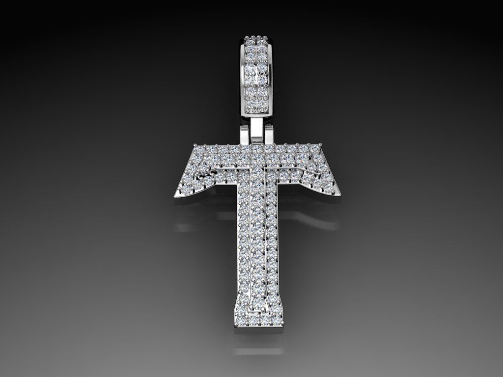 Diamond Alphabet Pendant Letter T 3D print model_15