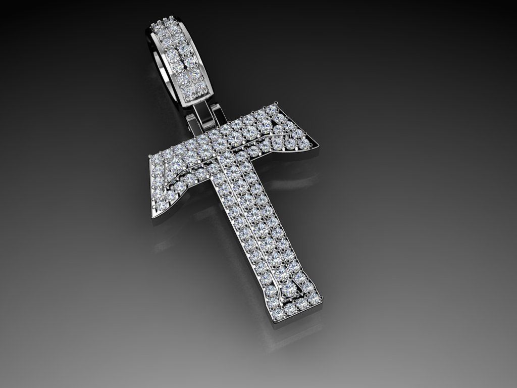 Diamond Alphabet Pendant Letter T 3D print model_3