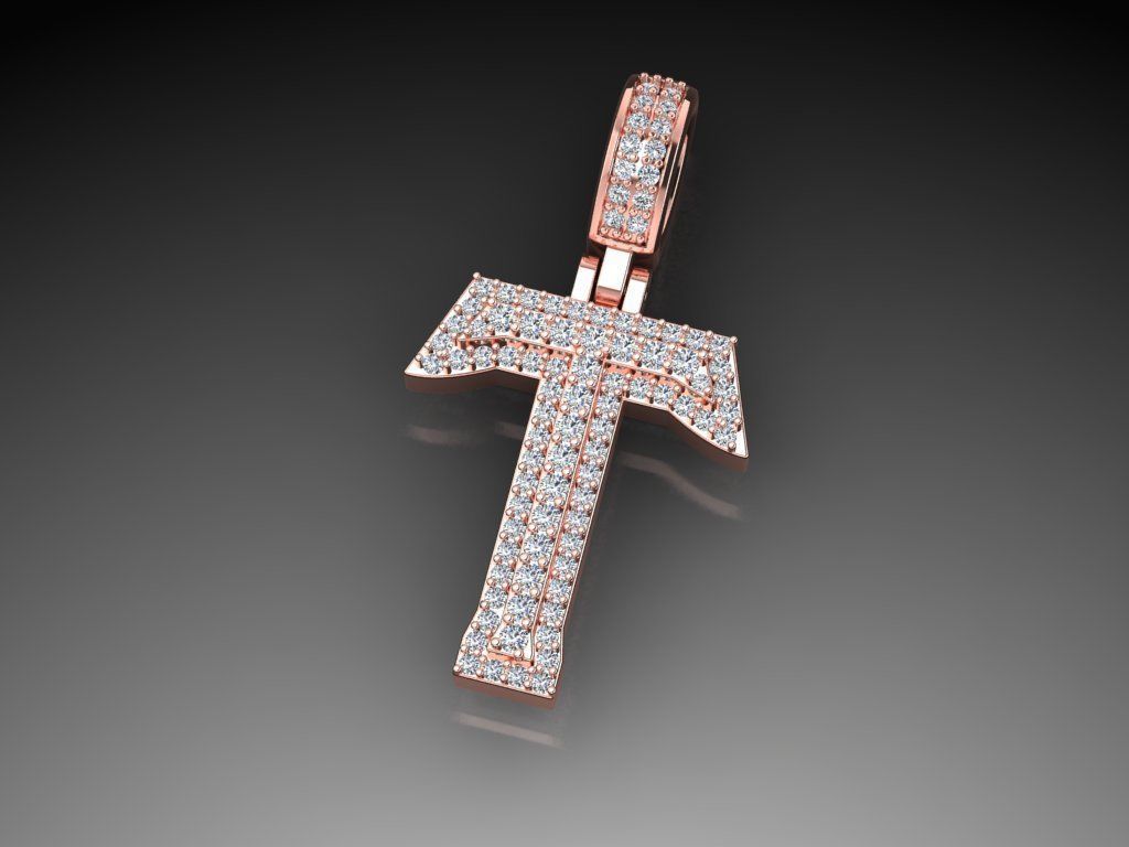 Diamond Alphabet Pendant Letter T 3D print model_6
