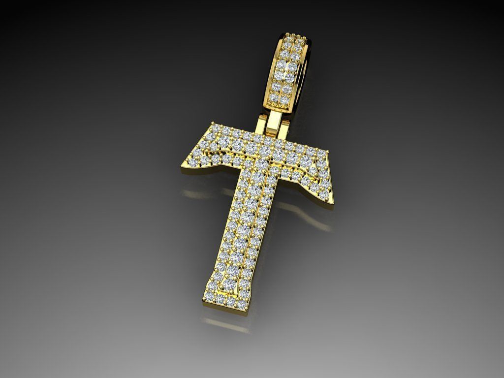 Diamond Alphabet Pendant Letter T 3D print model_14