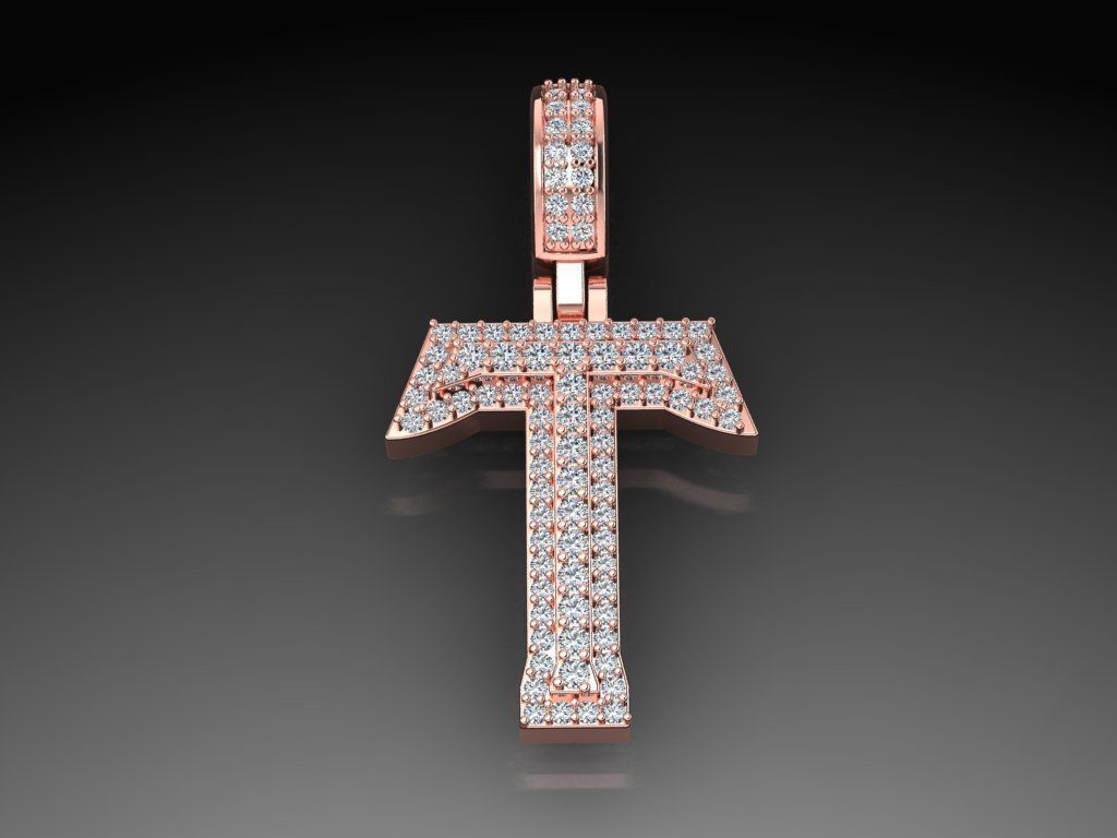 Diamond Alphabet Pendant Letter T 3D print model_4
