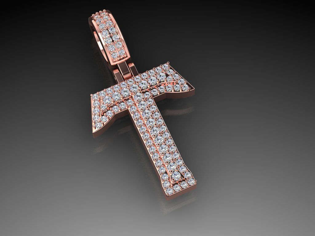 Diamond Alphabet Pendant Letter T 3D print model_2