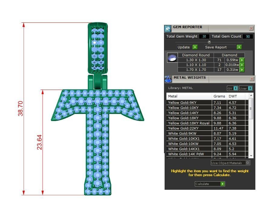 Diamond Alphabet Pendant Letter T 3D print model_9