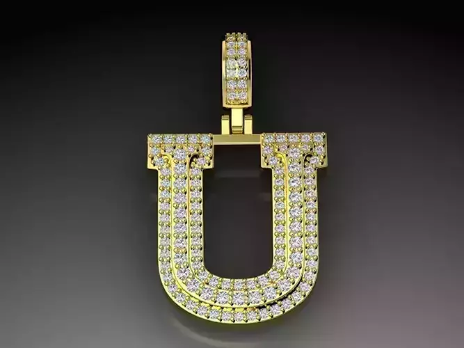 Diamond Alphabet Pendant Letter U 3D print model