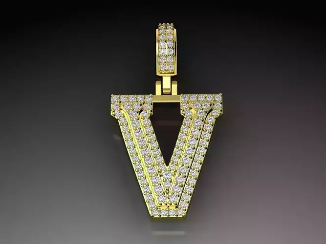 Diamond Alphabet Pendant Letter V
