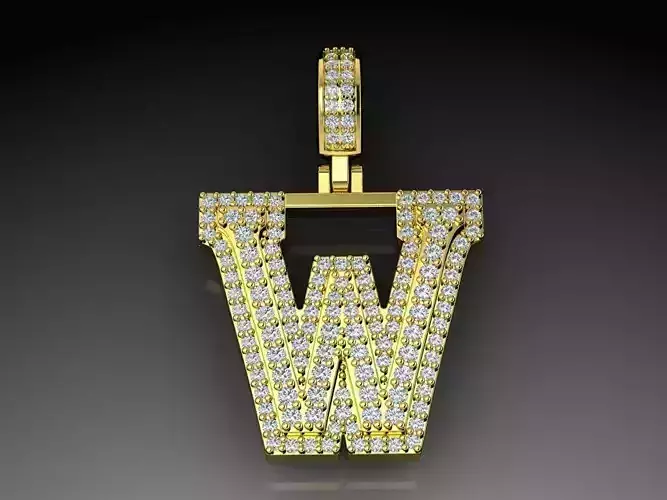 Diamond Alphabet Pendant Letter W