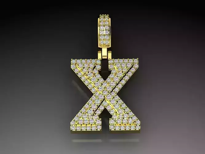 Diamond Alphabet Pendant Letter X