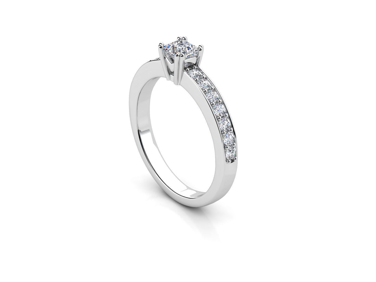 ZDR074 princess cut diamond engagement ring 3D print model_2