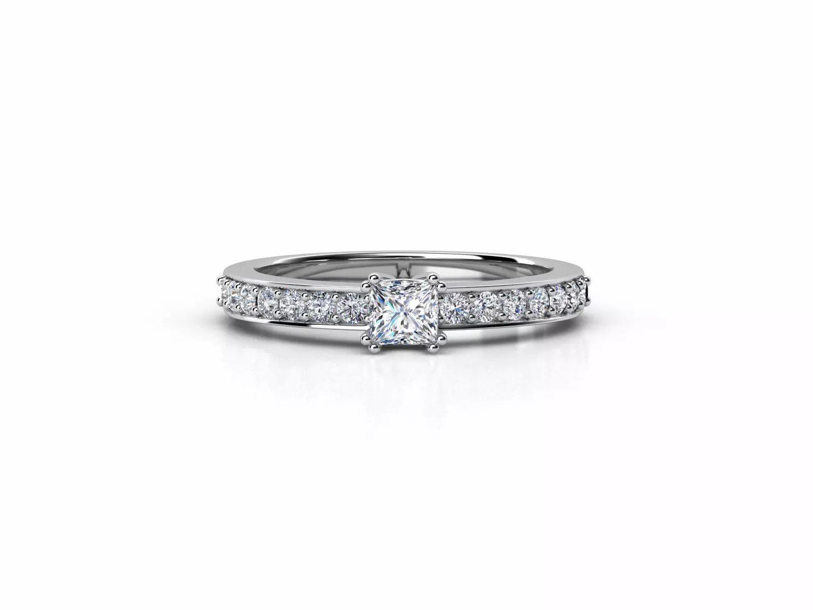 ZDR074 princess cut diamond engagement ring 3D print model_0