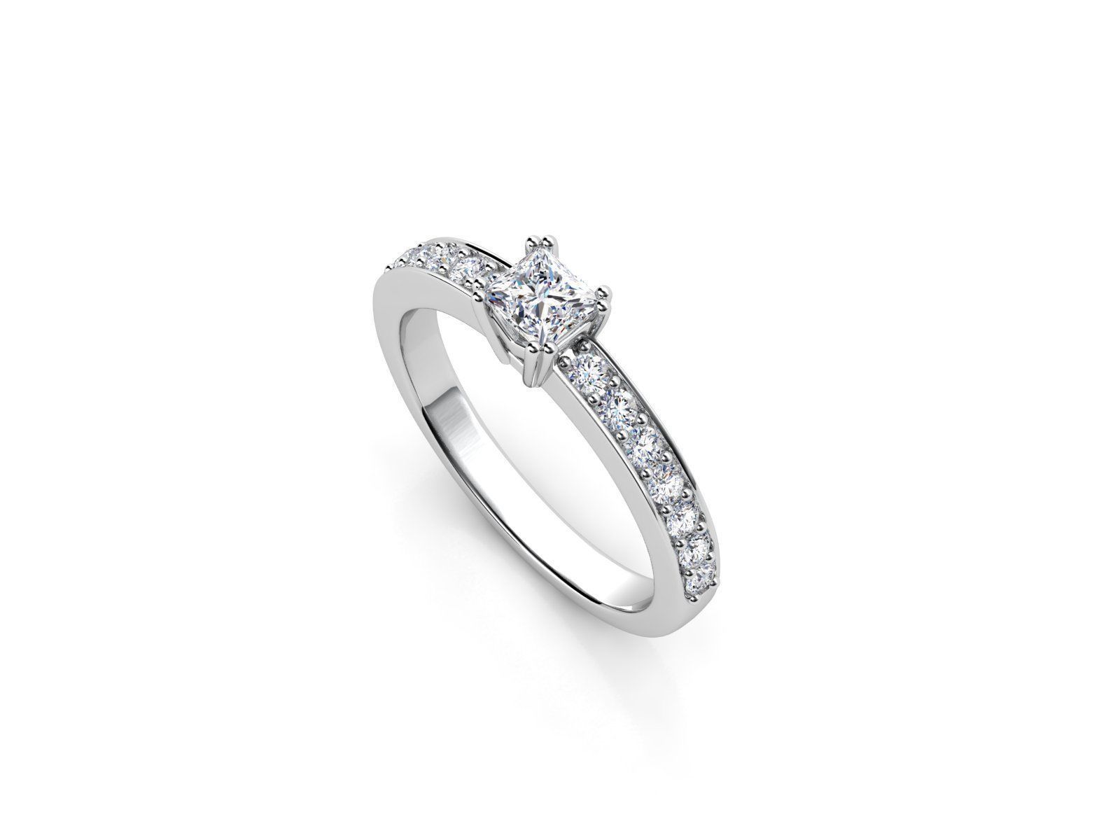 ZDR074 princess cut diamond engagement ring 3D print model_1
